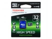 Toshiba Карта памяти Micro SDHC 32Gb Class 10 SD-C032UHS1(6A + адаптер SD