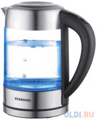 StarWind Чайник электрический SKG5213 2200 Вт чёрный серебристый 1.7 л стекло