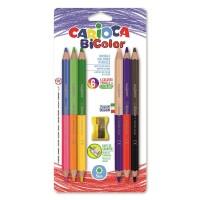 Carioca Набор цветных деревянных двусторонних карандашей "Bicolor", 6 штук (12 цветов) + точилка