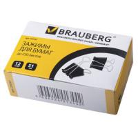 BRAUBERG Зажимы для бумаг "Brauberg", 12 штук, 51 мм, на 230 листов, черные