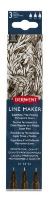 Derwent Набор капиллярных ручек "Line Maker", 3 штуки, черный