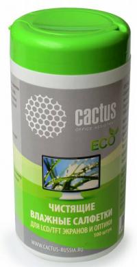 Cactus Салфетки CS-T1001E для экранов и оптики туба 100шт влажных