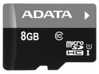 ADATA Карта памяти Micro SDHC 8Gb Class 10 UHS-I AUSDH8GUICL10-RA1 + адаптер SD