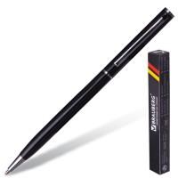 BRAUBERG Ручка шариковая бизнес-класса "Delicate Black", черный корпус, серебристые детали, 1 мм, синяя
