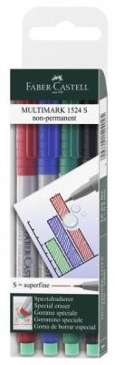Faber-Castell Ручки капиллярные для письма на пленке &quot;Multimark 1524 S&quot;, 4 штуки