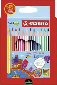 STABILO Набор цветных карандашей "Swans Premium Editional", укороченные, 12 цветов