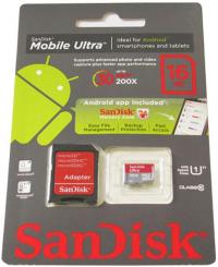Sandisk Micro SDHC Mobile Ultra Android 16Гб Class10 + адаптер