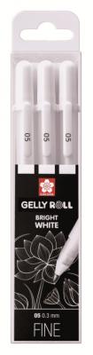 Sakura Набор гелевых ручек "Gelly Roll", 0,5 мм, цвет чернил: белый, 3 штуки