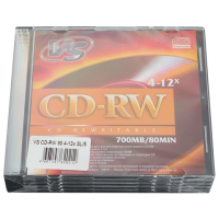 VS Диски CD-RW VS, 700Mb, 4-12x, VSCDRWSL501, 5 штук