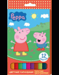 Свинка Пеппа (Peppa) Цветные карандаши толстые [Свинка Пеппаk, 12 цветов