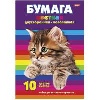 Хатбер-пресс Бумага цветная двусторонняя "Котенок", А4, 10 листов , 10 цветов