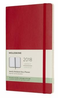 Moleskine Еженедельник "Classic WKNT large Soft", красный, 144 страницы, 130х210 мм