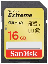 Sandisk Extreme SDHC UHS Class 1 45MB/s 16Gb Class 10