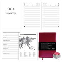 Канц-Эксмо Ежедневник датированный на 2018 год "Silver Classic. Бордо", А5, 176 листов