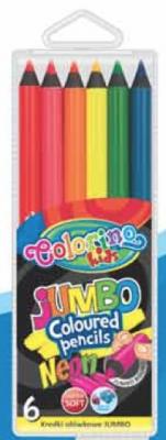 Colorino Круглые цветные карандаши "JUMBO", 6 неоновых цветов+точилка