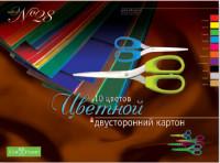 Альт Набор цветного картона №28, двусторонний, А3, 10 листов, 10 цветов