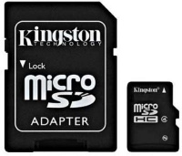 Kingston micro SDHC 16Гб class 4 + адаптер