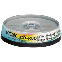TDK Диск CD-R TDK, 700Mb, 52x, Cake Box, 10 штук