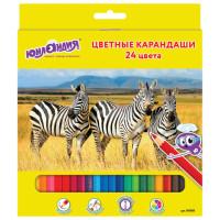 Юнландия Карандаши цветные "Мир животных", 24 цвета, заточенные