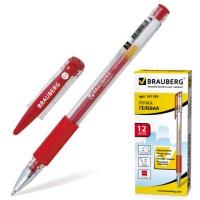 BRAUBERG Ручка гелевая "Number One", узел 0,5 мм, линия 0,35 мм, резиновый упор, красная