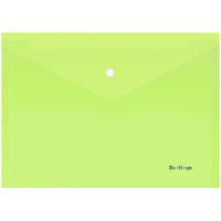 Berlingo Папка-конверт на кнопке "Starlight", А4, 180 мкм, прозрачная салатовая