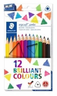 Staedtler Набор цветных карандашей "Ergosoft jumbo" + точилка, трехгранные, 12 цветов