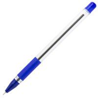 Index Ручка шариковая, прозрачный корпус, резиновая накладка, 0,9 мм, масляные чернила, синяя