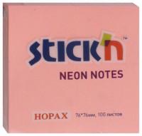 Hopax Блок для записей самоклеящийся, 100 листов, 76x76 мм, цвет неоновый розовый