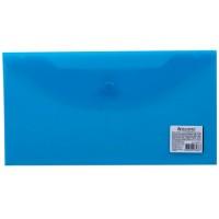 BRAUBERG Папка-конверт с кнопкой "Brauberg", 250x135 мм, 150 мкм, цвет тонированный синий
