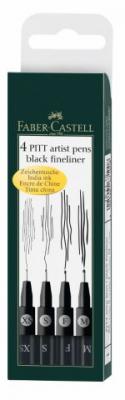 Faber-Castell Ручки капиллярные "Pitt Artist Pen", 4 штуки, цвет черный (M, F, S, XS)