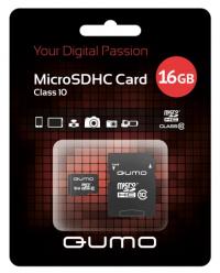 QUMO MicroSDHC 16GB Class 10 + адаптер (черный)