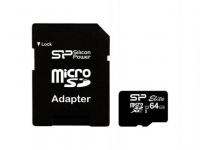 Silicon Power Карта памяти MicroSDXC 64GB Class10 + адаптер