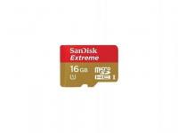 Sandisk Карта памяти Micro SDHC 16Gb Class 10 Extreme SDSDQXN-016G-G46A + адаптер SD