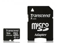 Карта памяти Micro SDHC 16GB Class 10 Transcend TS16GUSDHC10U1 + адаптер