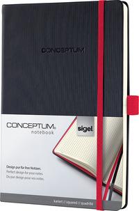 Sigel Деловой блокнот "Conceptum. Red Hardcover", А5, 97 листов, клетка, цвет обложки черный, цвет резинки красный