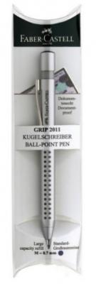 Faber-Castell Ручка шариковая "Grip 2011", серебристый корпус, синяя, в пенале