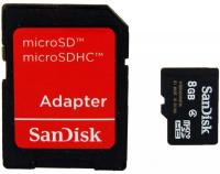 Sandisk microSD 8Гб  + адаптер