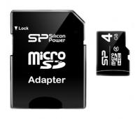 Silicon Power microSDHC 4Gb Class 4 + adapter