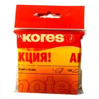 Kores Бумага для заметок "Kores", 75х75 мм, неоновый оранжевый, 100 листов, 2 штуки