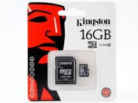 Карта памяти Micro SDHC 16GB Class 10 Kingston SDC10/16GB + адаптер SD