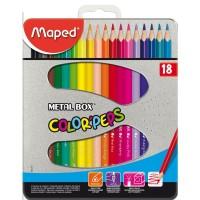 Maped Цветные карандаши "Color Peps", трехгранные, 18 цветов, в металлической коробке