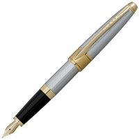 Cross Перьевая ручка &quot;Apogee&quot;, цвет - серебристый с золотистой отделкой