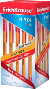 ErichKrause Ручка шариковая "R-301 Orange Stick", красная