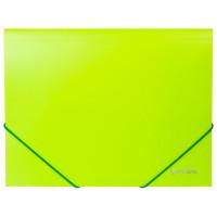 BRAUBERG Папка на резинках "Neon", неоновая зеленая, до 300 листов, 0,5 мм
