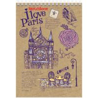 Hatber Скетчбук-тетрадь на гребне "Париж - я люблю тебя!", А5, 80 листов (4 тетради в комплекте) (количество товаров в комплекте: 4)