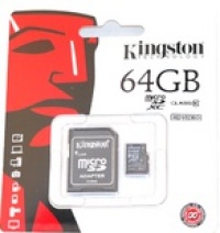 Kingston Карта памяти  64Gb (HC), с переходником SD