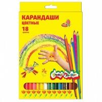 Каляка-Маляка Карандаши цветные шестигранные с заточкой (18 цветов)