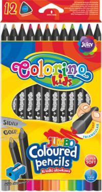 Colorino Цветные треугольные карандаши "JUMBO ", 12 цветов, черное дерево