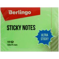 Berlingo Блок бумаги "Ultra Sticky", 100x75 мм, 100 листов, пастель, зеленый