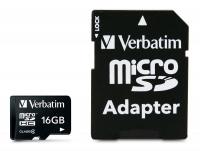 Verbatim microSDHC 16Gb Class 4 + adapter